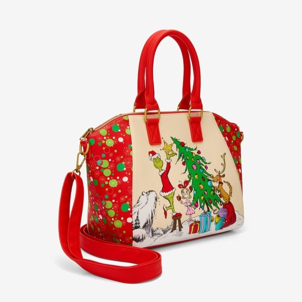 Loungefly Grinch Christmas Satchel Purse NWT Hot Topic Exclusive - Picture 6 of 7